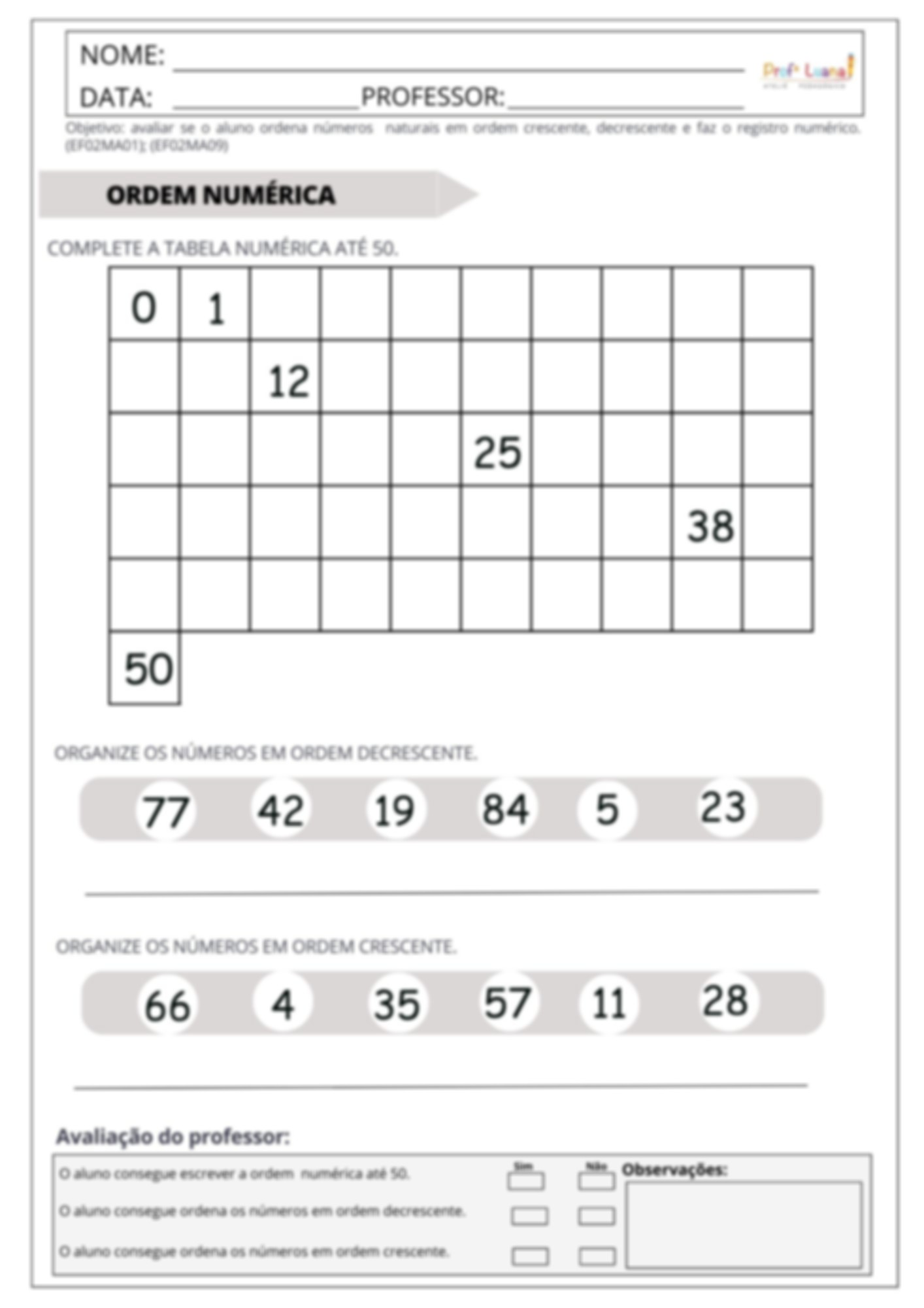 2º ano avaliação diagnóstica matemática