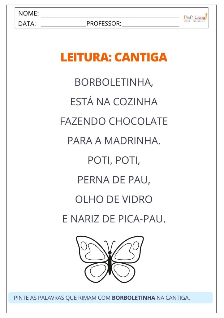 Cantiga – Borboletinha 1ANO – Professora Luana!