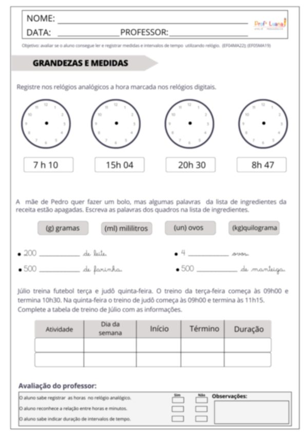 Avaliação Diagnóstica - MATEMÁTICA 3º ao 5º ano - Image 7