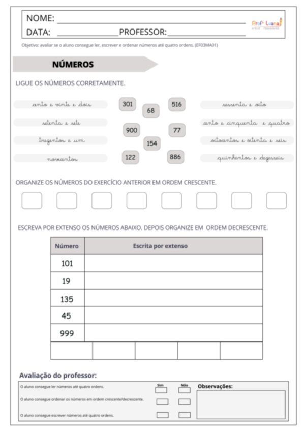 Avaliação Diagnóstica - MATEMÁTICA 3º ao 5º ano - Image 2