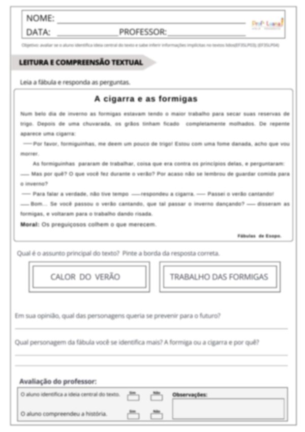 Avaliação Diagnóstica PORTUGUÊS 3º ao 5º ano - Image 6